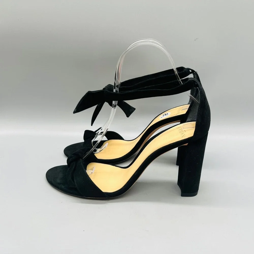 Alexandre Birman Sandals Womens 8.5 Black Suede Clarita Bow Ankle Strap Heel